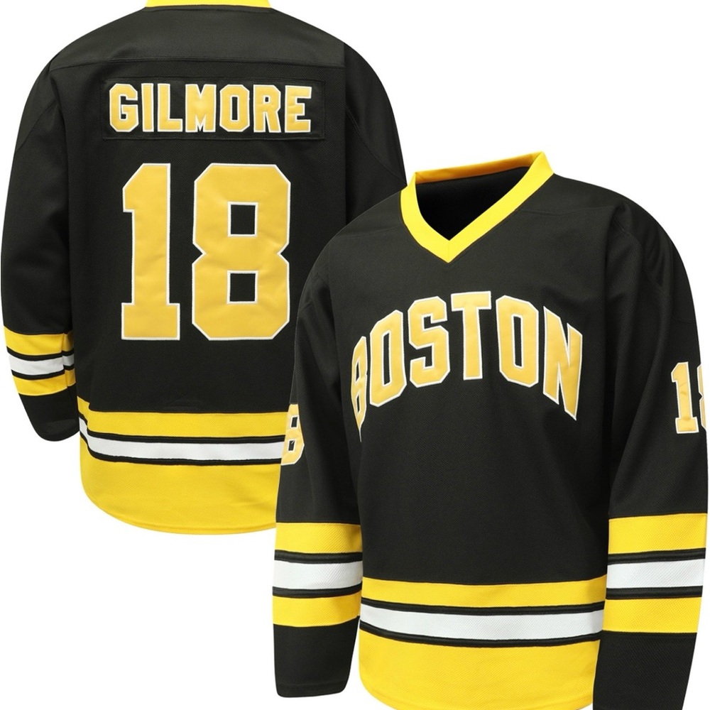 Happy Gilmore Boston Black and Yellow Hockey Jersey